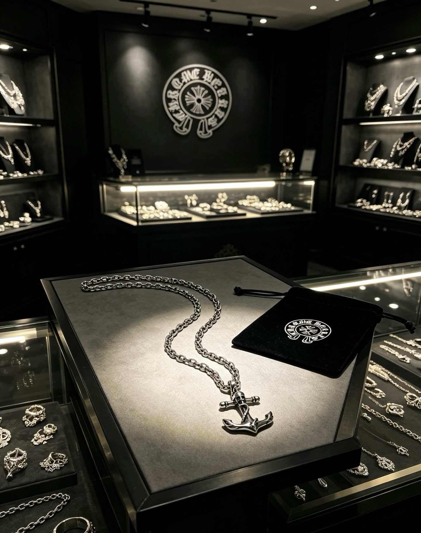 Chrome Hearts Come Bede Anchor Pendant Necklace